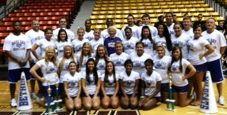 Bethel Cheerleaders with Bethel Supporter Vera Low at UCA Camp